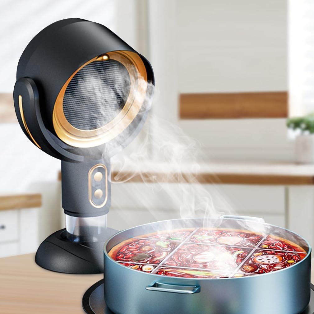 Portable Range Hood Rechargeable Kitchen Exhaust Fan with Dual Filters