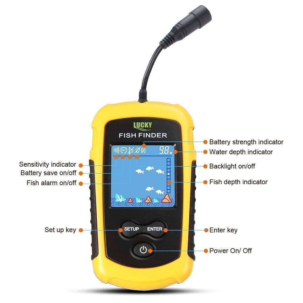 Portable Sonar Fish Finder with 2-Inch LCD, Backlight and 100m Depth Capability