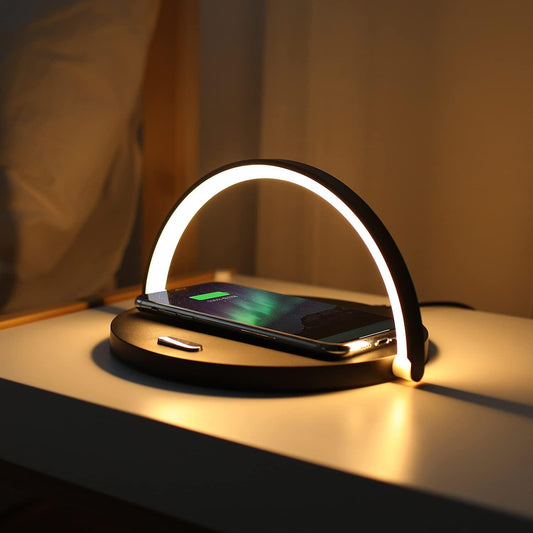PowerHub 3 in 1 Wireless Charger Phone Stand and LED Desk Lamp for Smart Workspace Setup