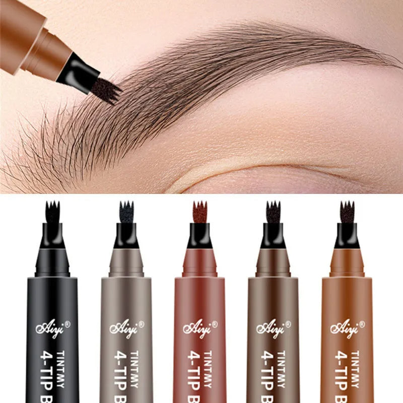 Precision Eyebrow Pencil with 4-Tip Applicator and Waterproof Formula