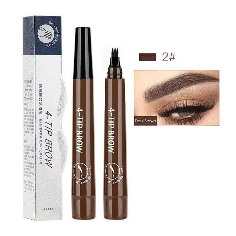 Precision Eyebrow Pencil with 4-Tip Applicator and Waterproof Formula