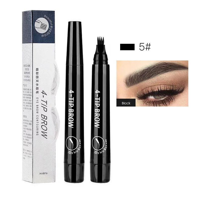 Precision Eyebrow Pencil with 4-Tip Applicator and Waterproof Formula