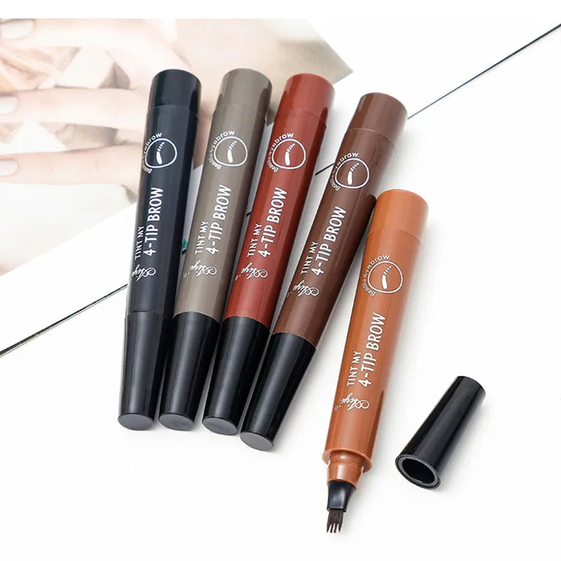 Precision Eyebrow Pencil with 4-Tip Applicator and Waterproof Formula