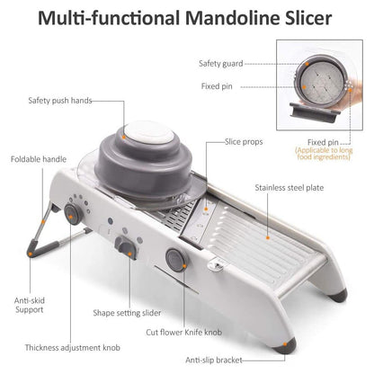 Professional Mandoline Vegetable Slicer with Adjustable Stainless Steel Blades