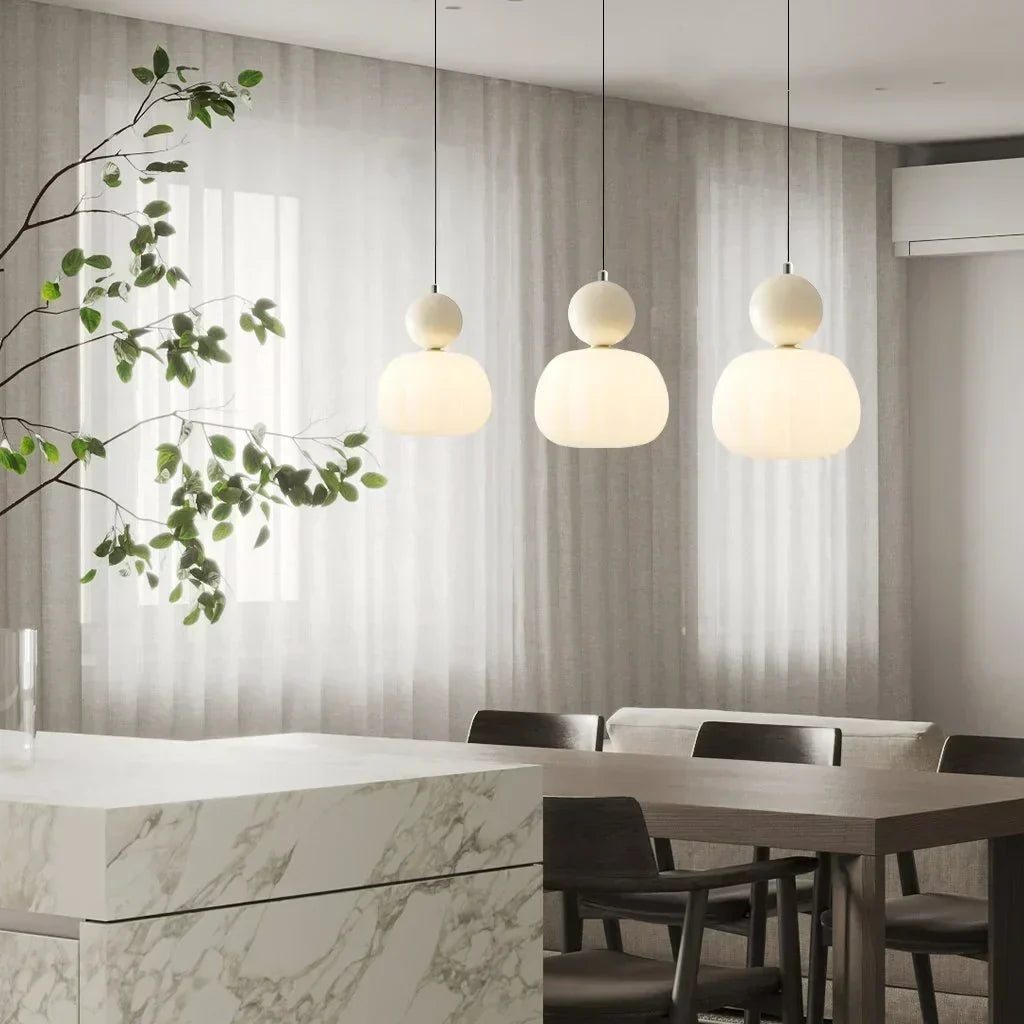Lámpara colgante de cristal con forma de calabaza, con opción de 1 o 3 luces