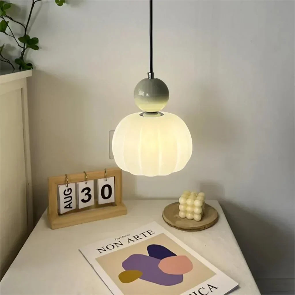 Lámpara colgante de cristal con forma de calabaza, con opción de 1 o 3 luces