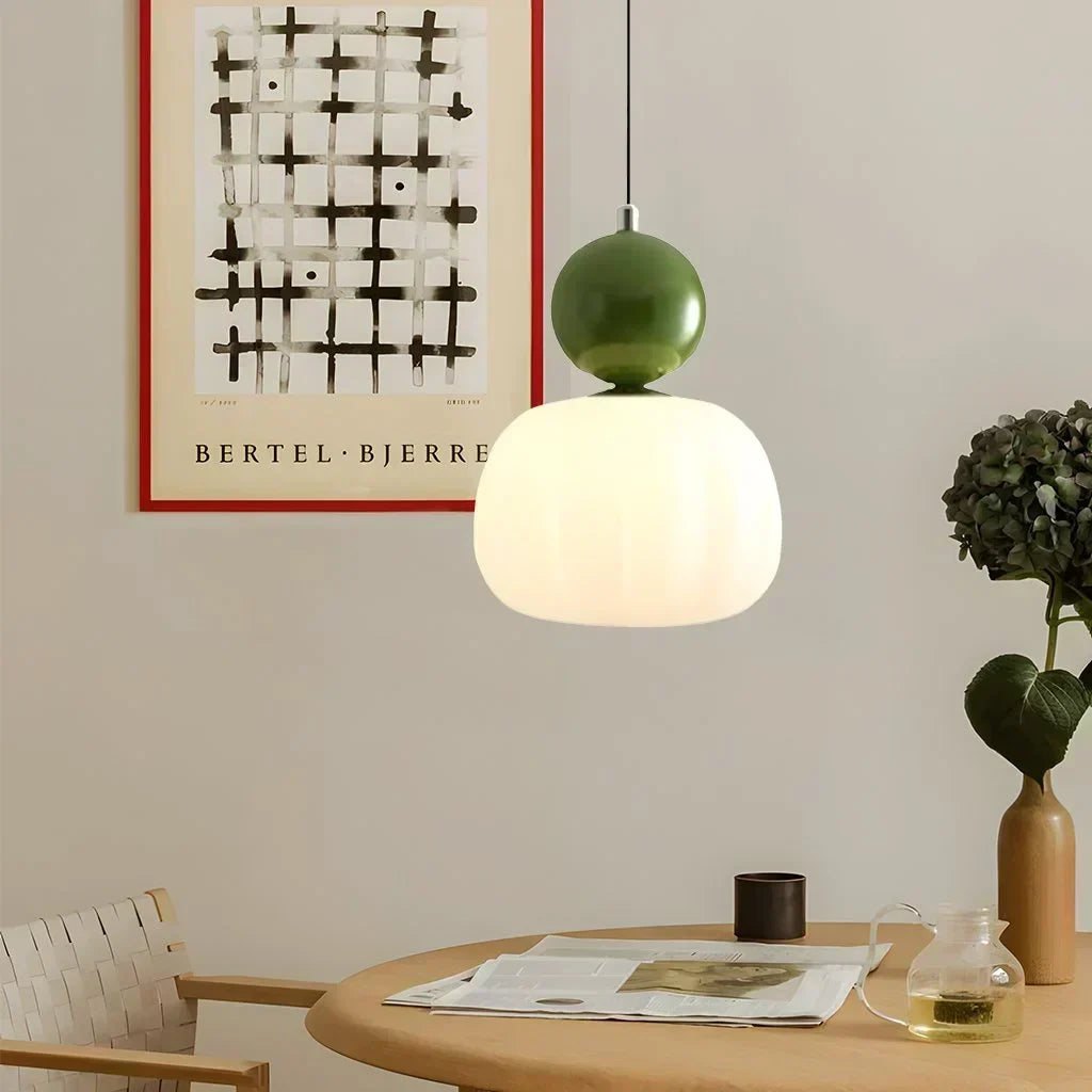 Lámpara colgante de cristal con forma de calabaza, con opción de 1 o 3 luces