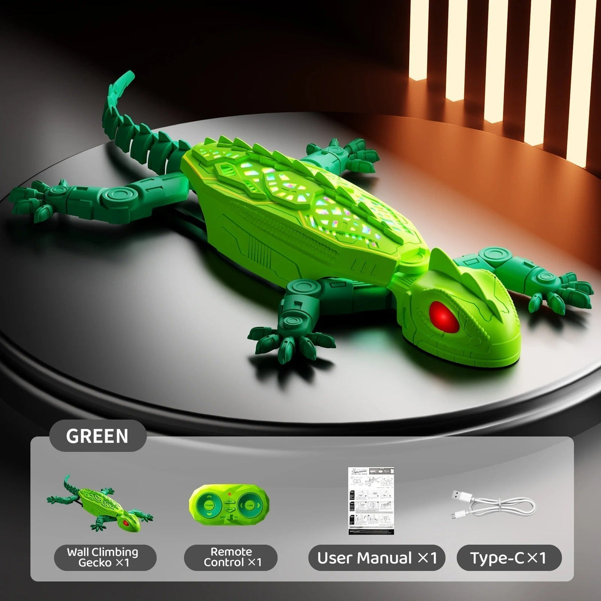 RC Wall Climbing Lizard Toy with LED Eyes and Remote Control