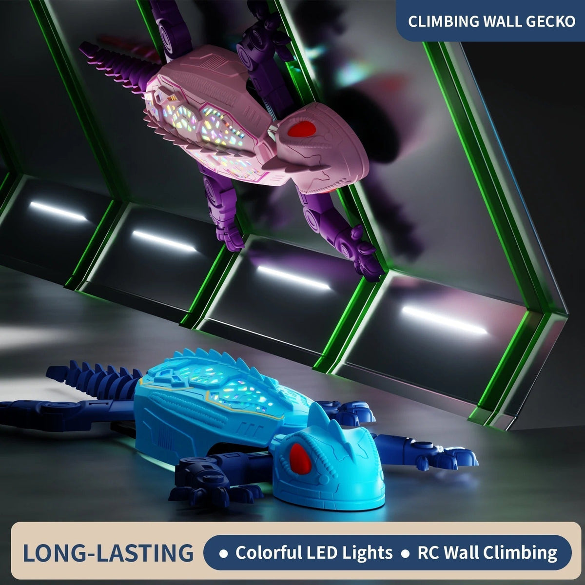 RC Wall Climbing Lizard Toy with LED Eyes and Remote Control