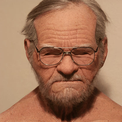 Realistic Old Man Latex Mask with Movable Mouth for Halloween Cosplay