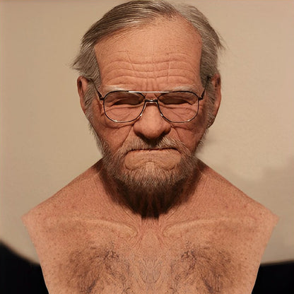 Realistic Old Man Latex Mask with Movable Mouth for Halloween Cosplay