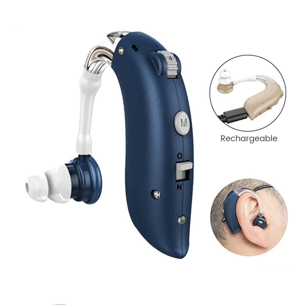 Rechargeable Hearing Aid with Adjustable Volume and 48-Hour Battery Life