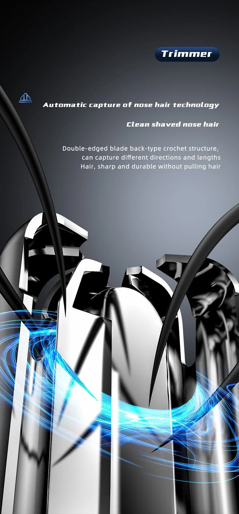 Rechargeable Nose and Ear Hair Trimmer for Safe and Precise Grooming