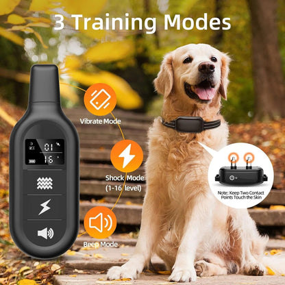 Rechargeable Waterproof Dog Training Collar with 1000m Remote