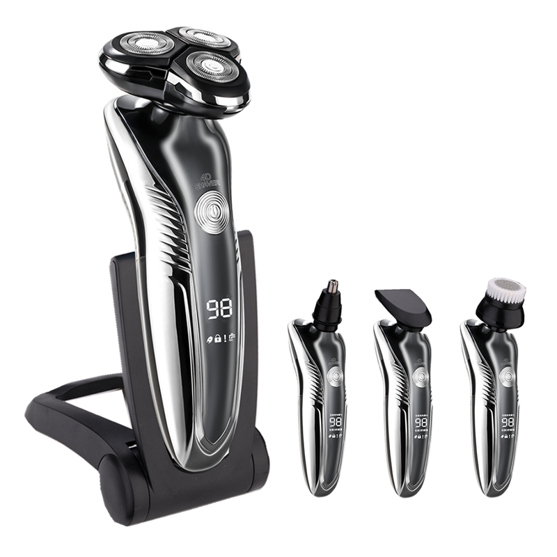 Rechargeable Wet and Dry Shaver with LCD Battery Display