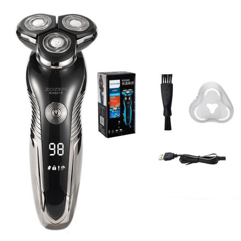 Rechargeable Wet and Dry Shaver with LCD Battery Display