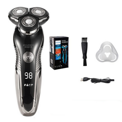 Rechargeable Wet and Dry Shaver with LCD Battery Display
