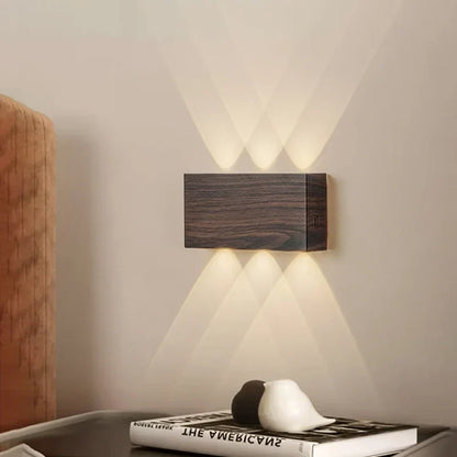Rechargeable Wood Grain Wall Light with Touch Dimming