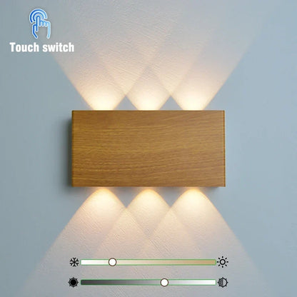 Rechargeable Wood Grain Wall Light with Touch Dimming