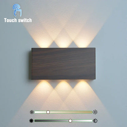 Rechargeable Wood Grain Wall Light with Touch Dimming