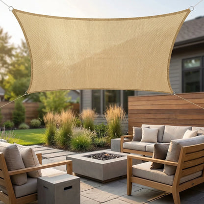 Rectangular Sun Shade Sail with Reinforced Corners and Fixing Rope