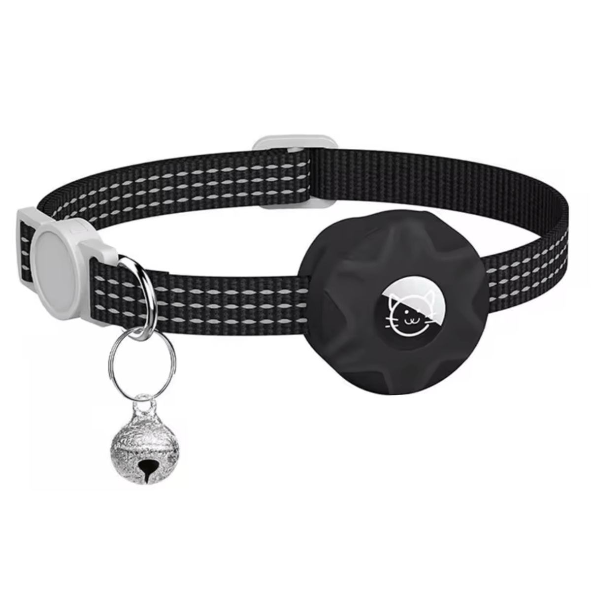 Reflective Cat Collar with Bluetooth Pet Tracker Holder and Adjustable Fit