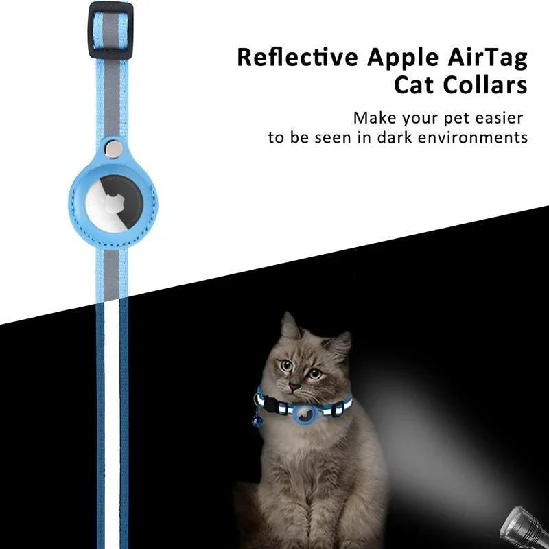 Reflective Cat Collar with GPS Tracker Holder and Bell