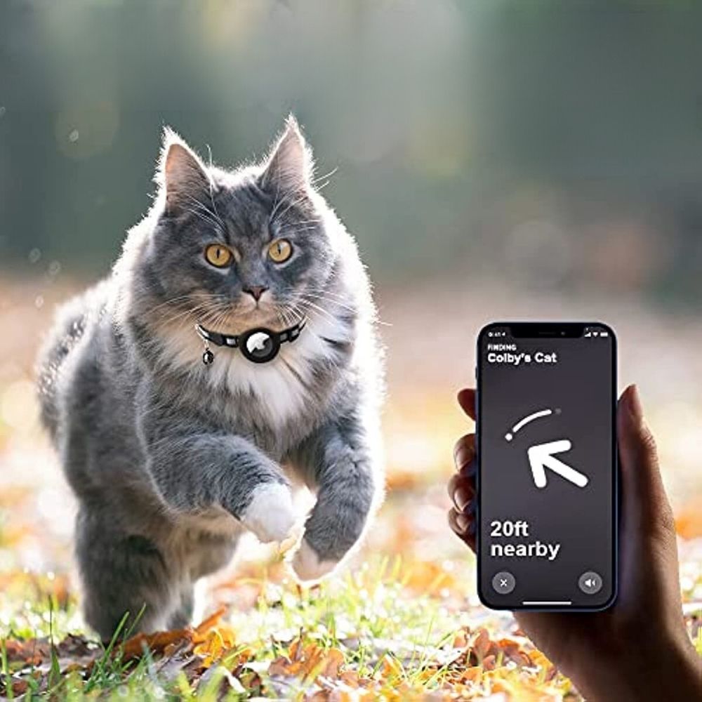 Reflective Cat Collar with GPS Tracker Holder and Bell