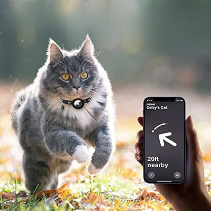 Reflective Cat Collar with GPS Tracker Holder and Bell