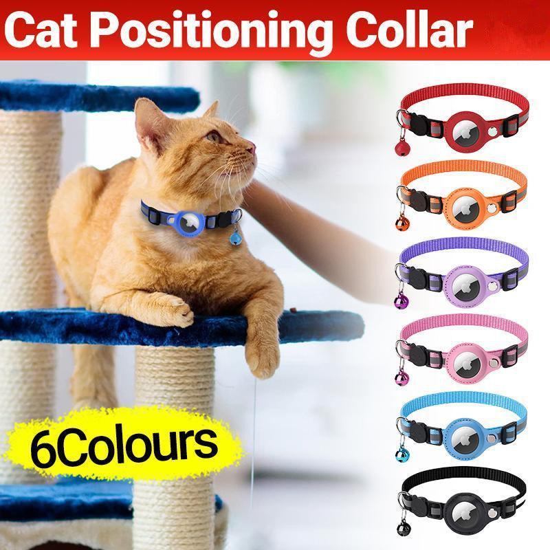 Reflective Cat Collar with GPS Tracker Holder and Bell