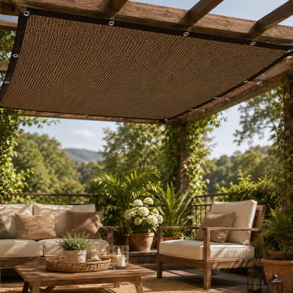 Retractable Side Shade Panel with Reinforced Edges for Outdoor Privacy