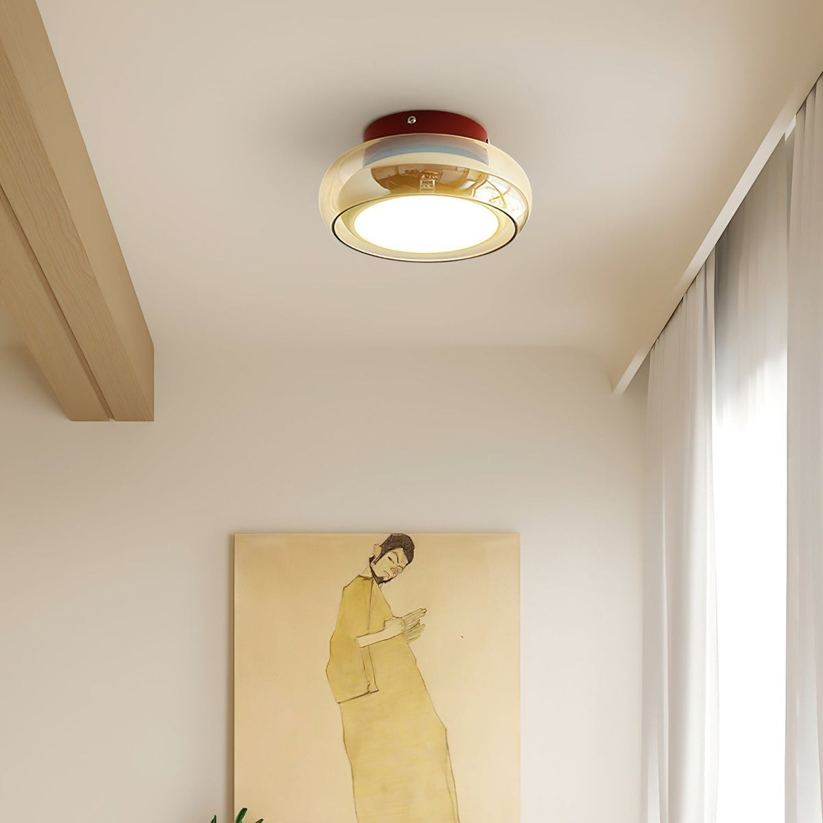 Retro Glass LED Flush Mount Ceiling Light