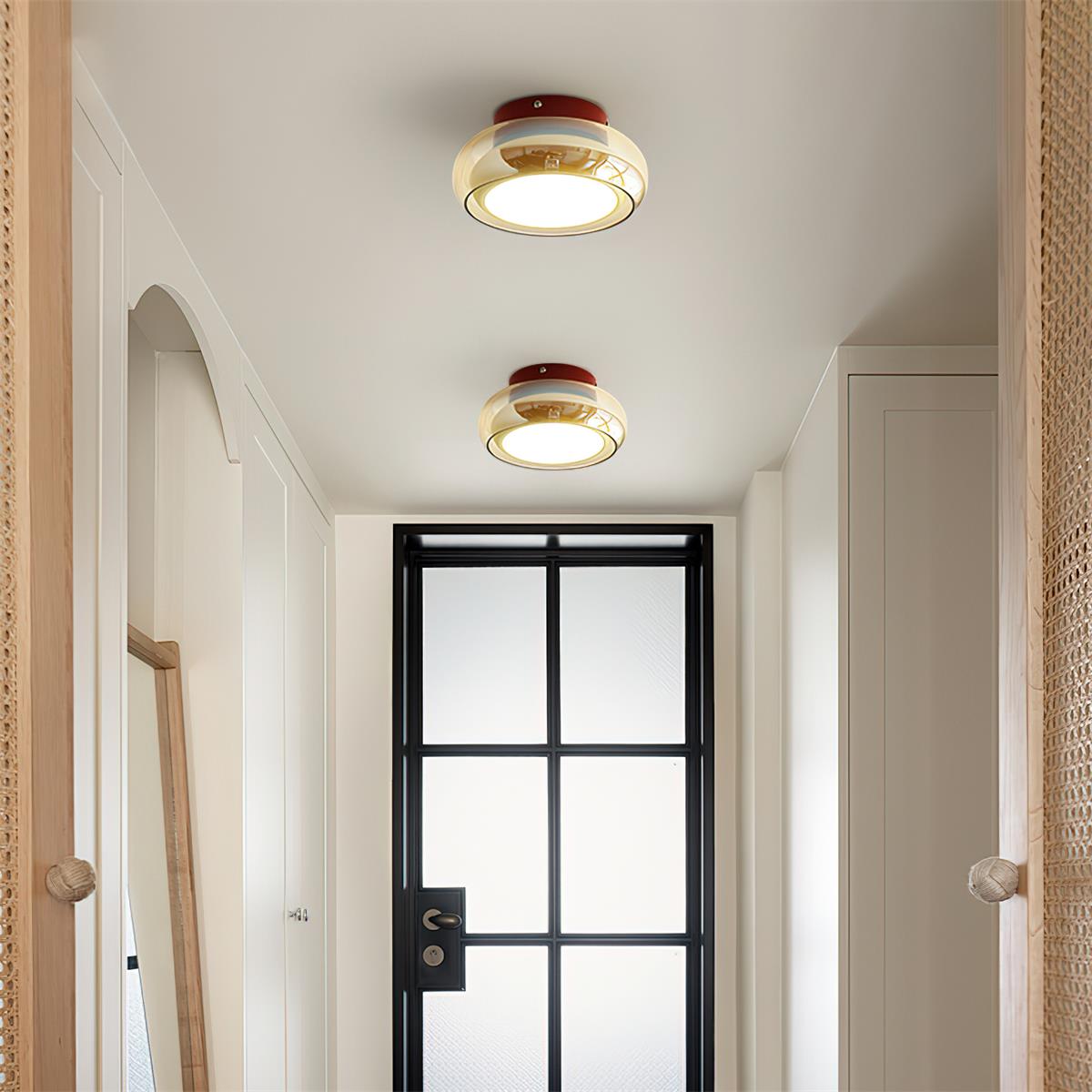 Retro Glass LED Flush Mount Ceiling Light