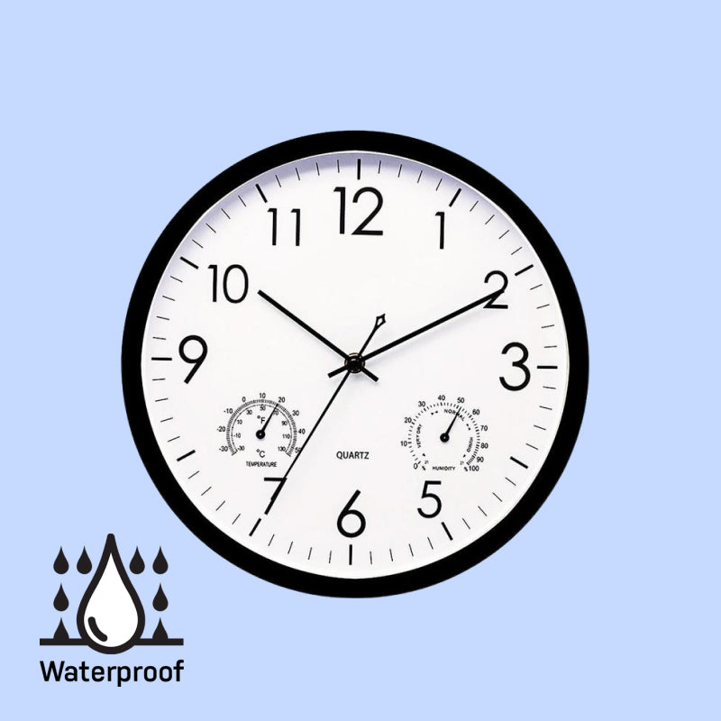 Retro Outdoor Garden Clock with Temperature and Humidity Gauge