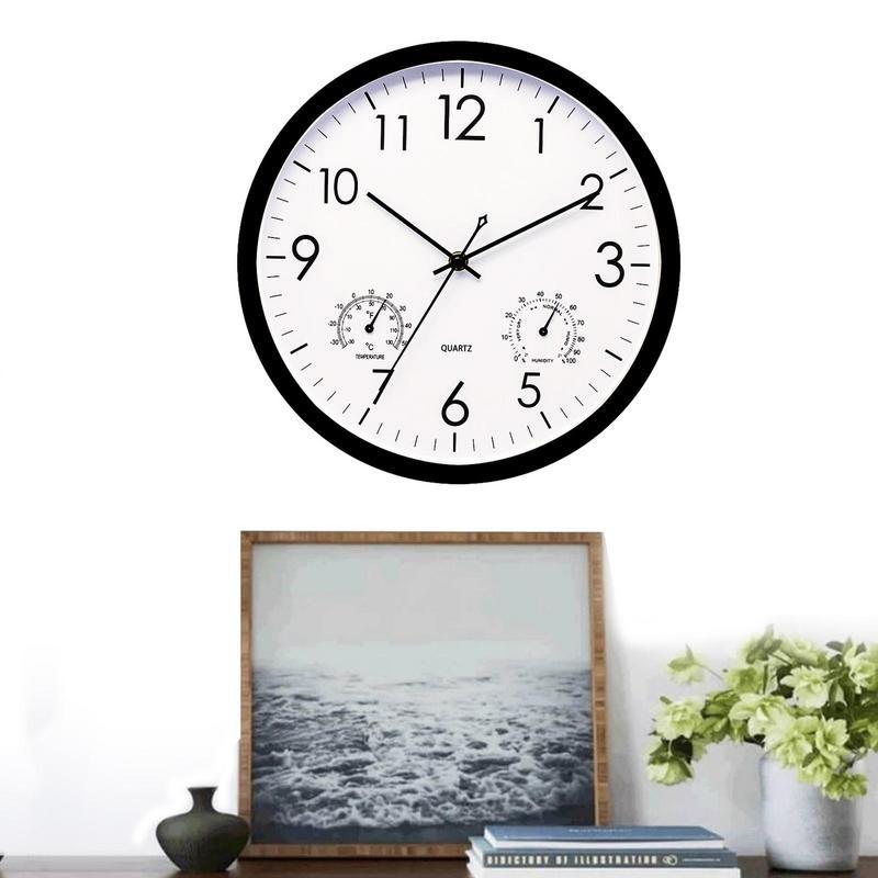 Retro Outdoor Garden Clock with Temperature and Humidity Gauge