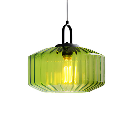 Retro Ribbed Glass Pendant Light