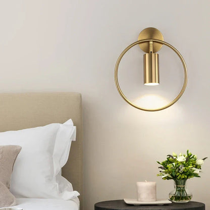Rotatable Gold Ring Wall Light