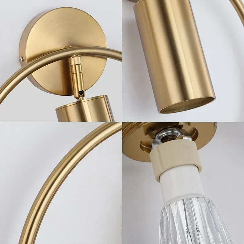 Rotatable Gold Ring Wall Light