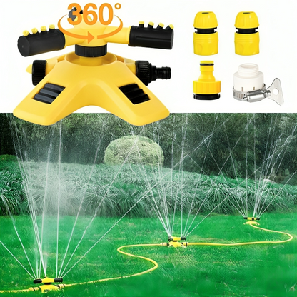 Rotating Lawn Sprinkler with 360 Degree Coverage and Adjustable Spray