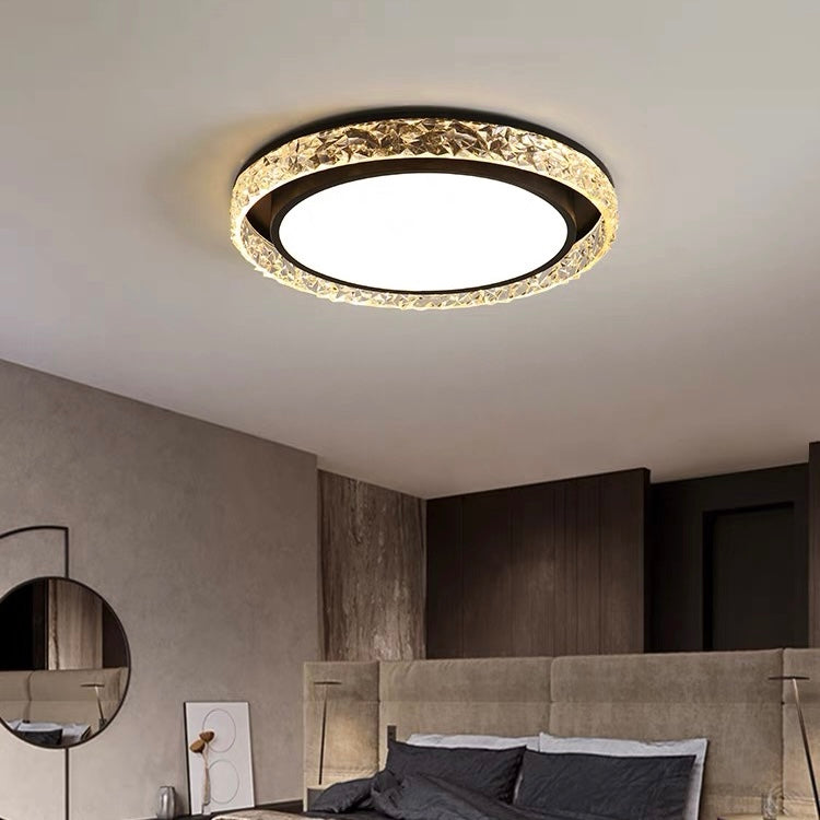 Round Crystal LED Flush Mount Ceiling Light with Remote Dimming