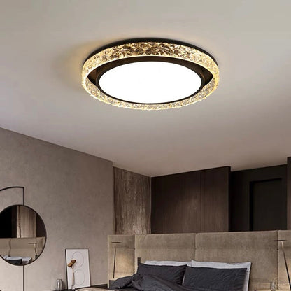 Round Crystal LED Flush Mount Ceiling Light with Remote Dimming