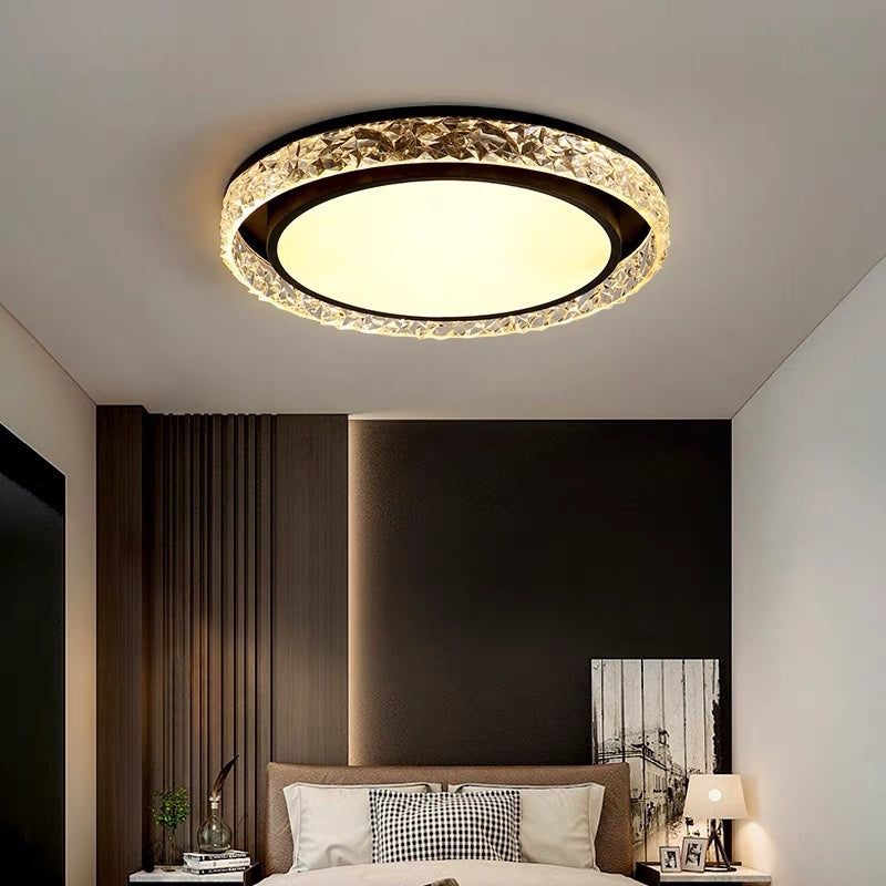 Round Crystal LED Flush Mount Ceiling Light with Remote Dimming