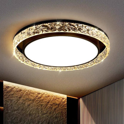 Round Crystal LED Flush Mount Ceiling Light with Remote Dimming