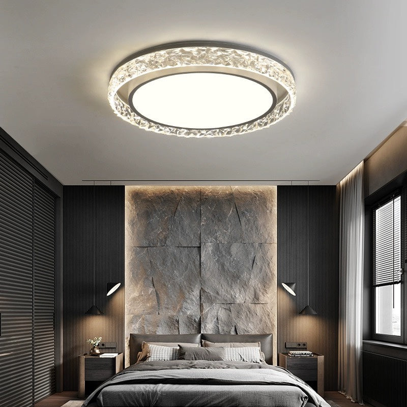 Round Crystal LED Flush Mount Ceiling Light with Remote Dimming