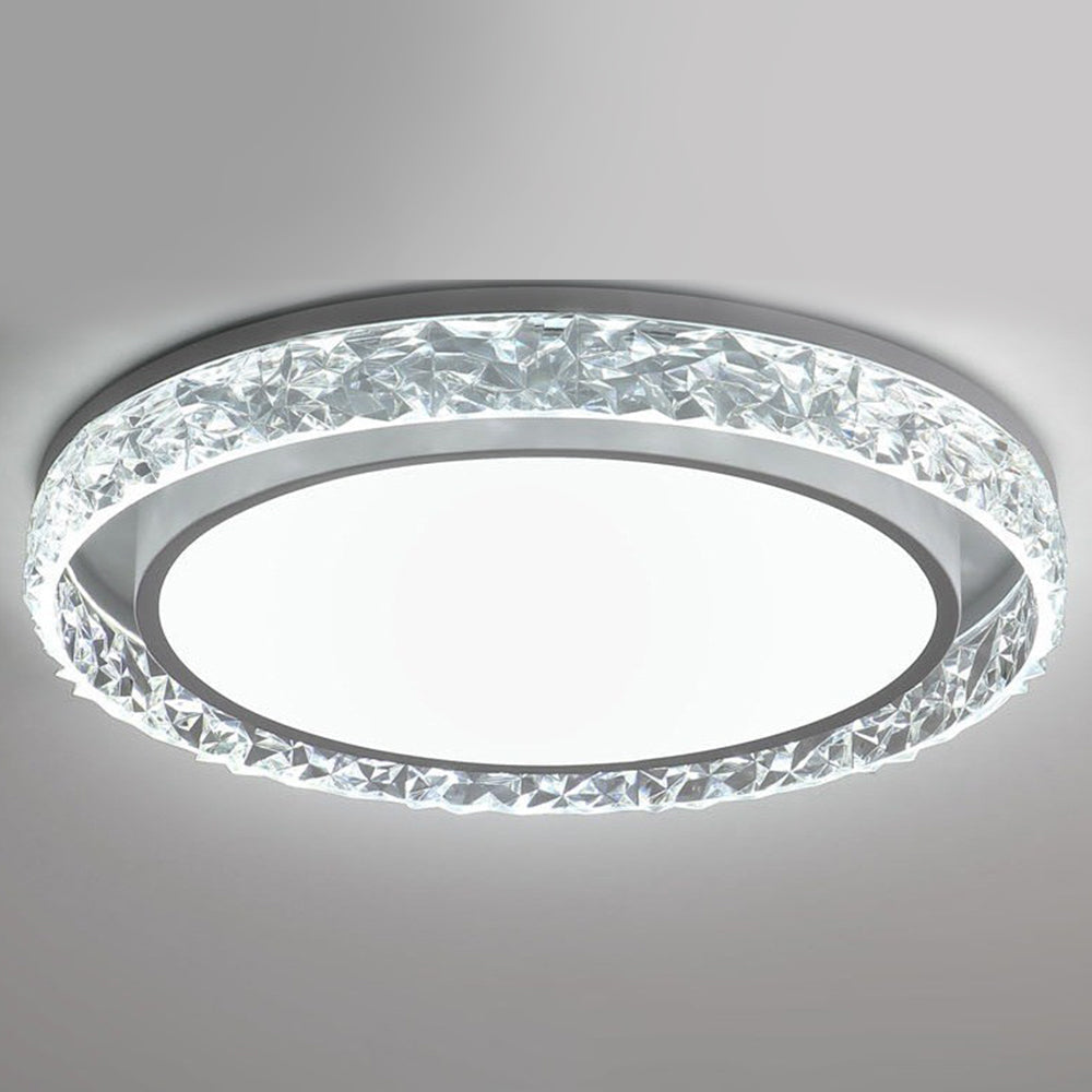 Round Crystal LED Flush Mount Ceiling Light with Remote Dimming
