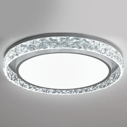 Round Crystal LED Flush Mount Ceiling Light with Remote Dimming