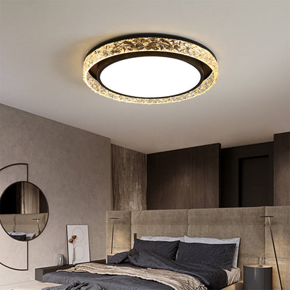 Round Crystal LED Flush Mount Ceiling Light with Remote Dimming