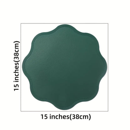 Round Embossed Flower Faux Leather Placemats