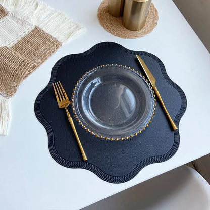 Round Embossed Flower Faux Leather Placemats