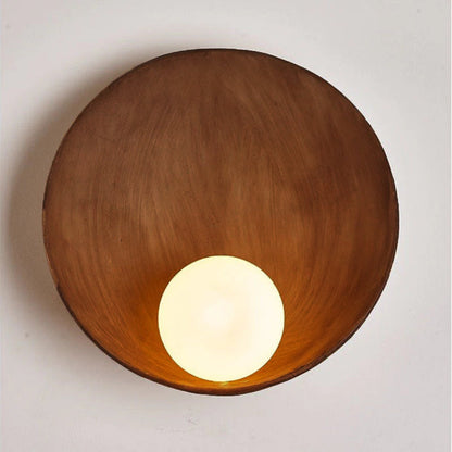 Round Resin and Iron Wall Sconce with Frosted Glass